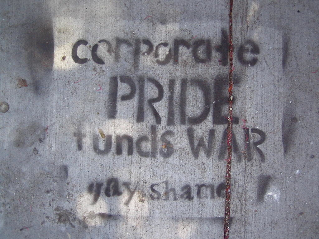 corporate pride funds war -- gay shame