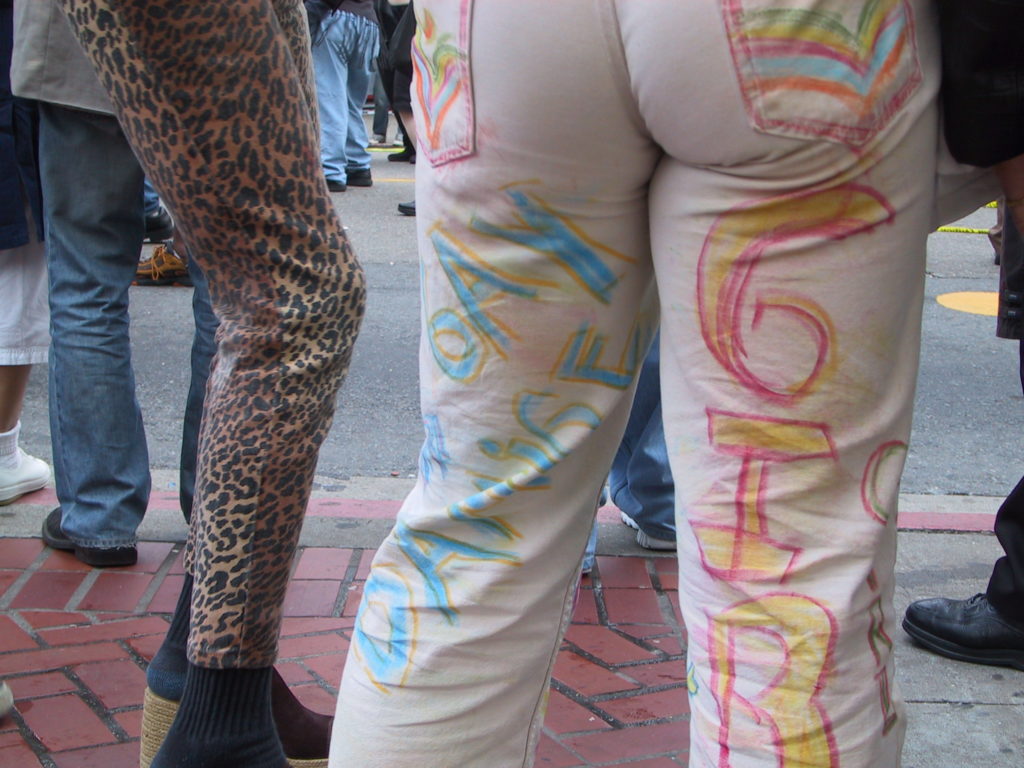 detail of people's outfits at harvey milk plaza