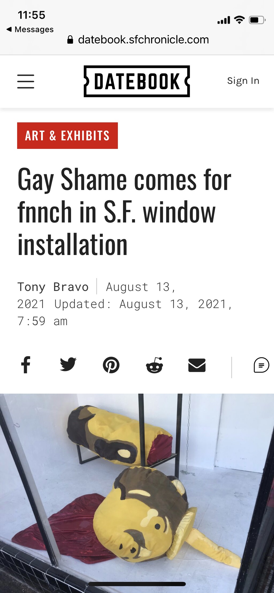 SF Chronicle art review: "Gay Shame comes for fnnch in S.F. window installation"